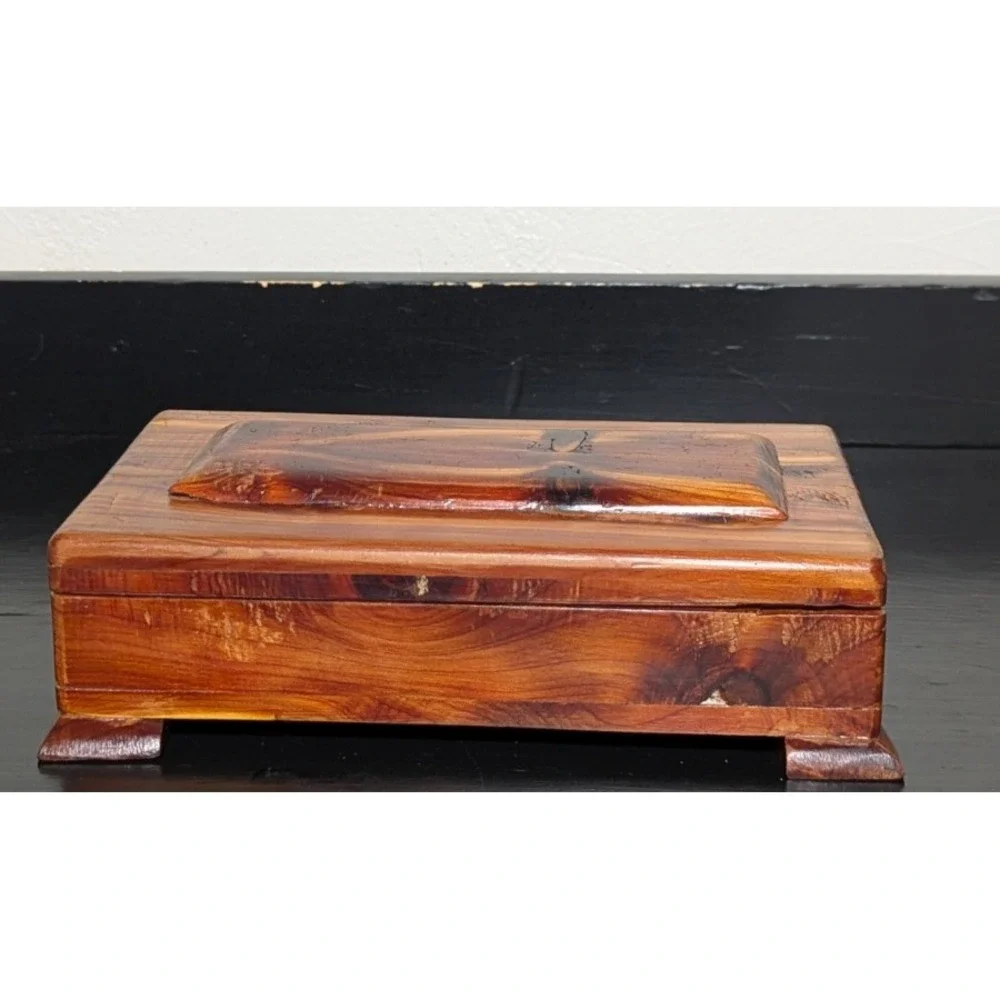 Vintage 1954 - 1956  Wood Trinket/Jewelry Box With‎ Lid Artist Signed & Dated